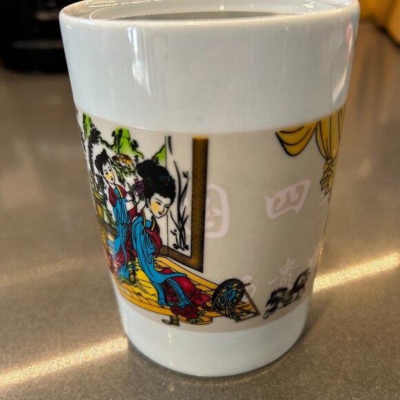 Oriental Themed Magic Tea Mug and Infuser with Lid - Picture 5 of 7